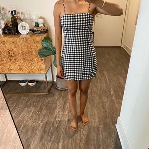 Spaghetti Strap Checkered Majorelle Dress XS